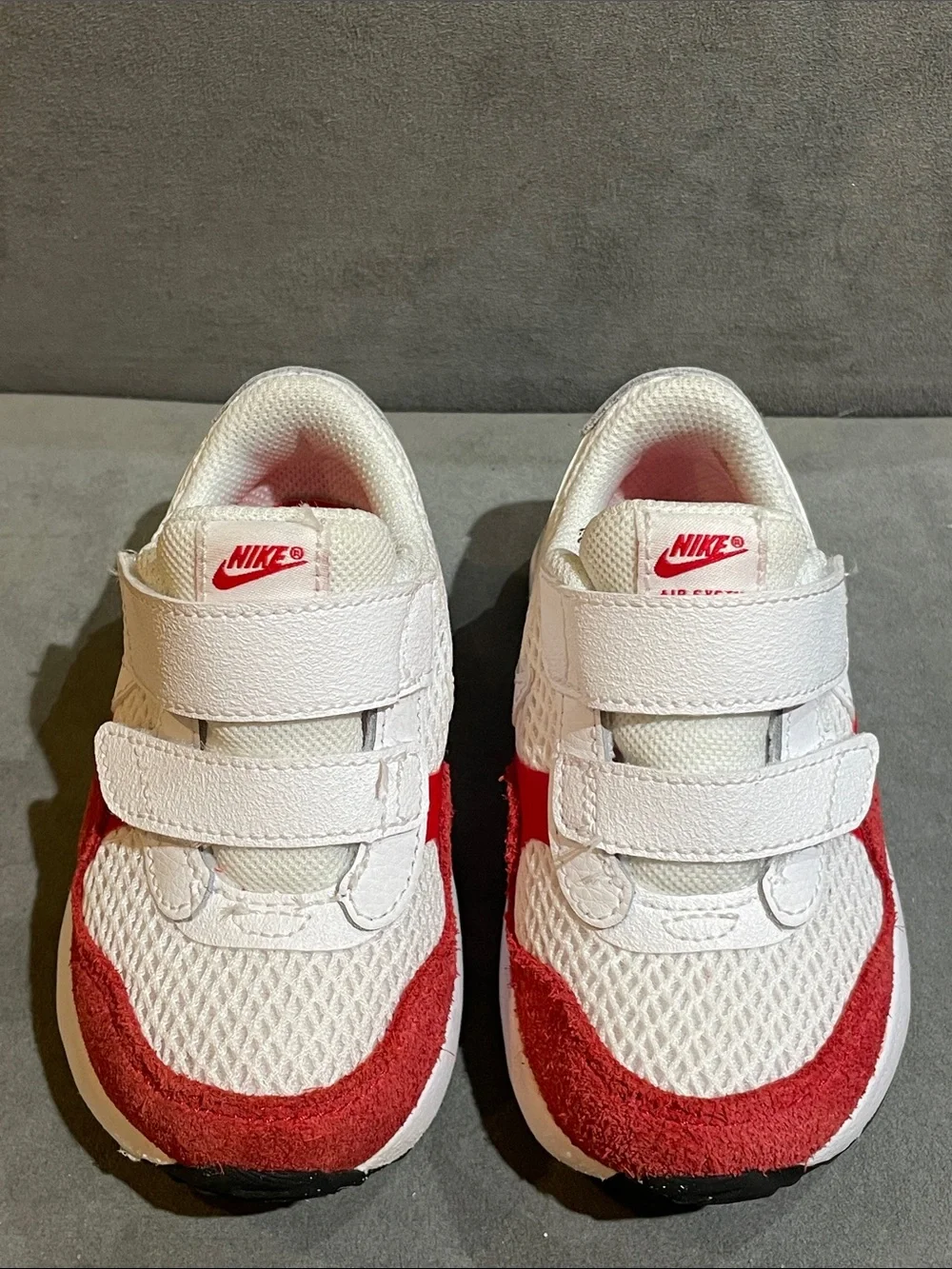 Nike Air Max 6C Sneakers Baby Toddler White Red Hook & Loop Athletic Shoes